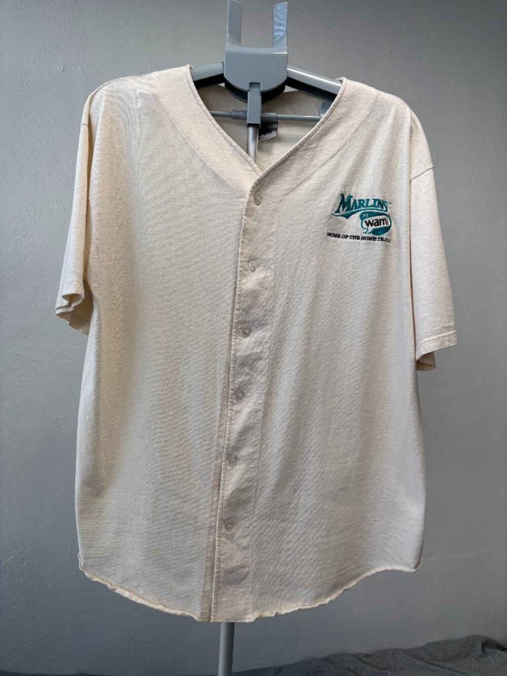 Vintage Florida Marlins WAMI TV Jersey Badger Made in USA Mens XL Cream